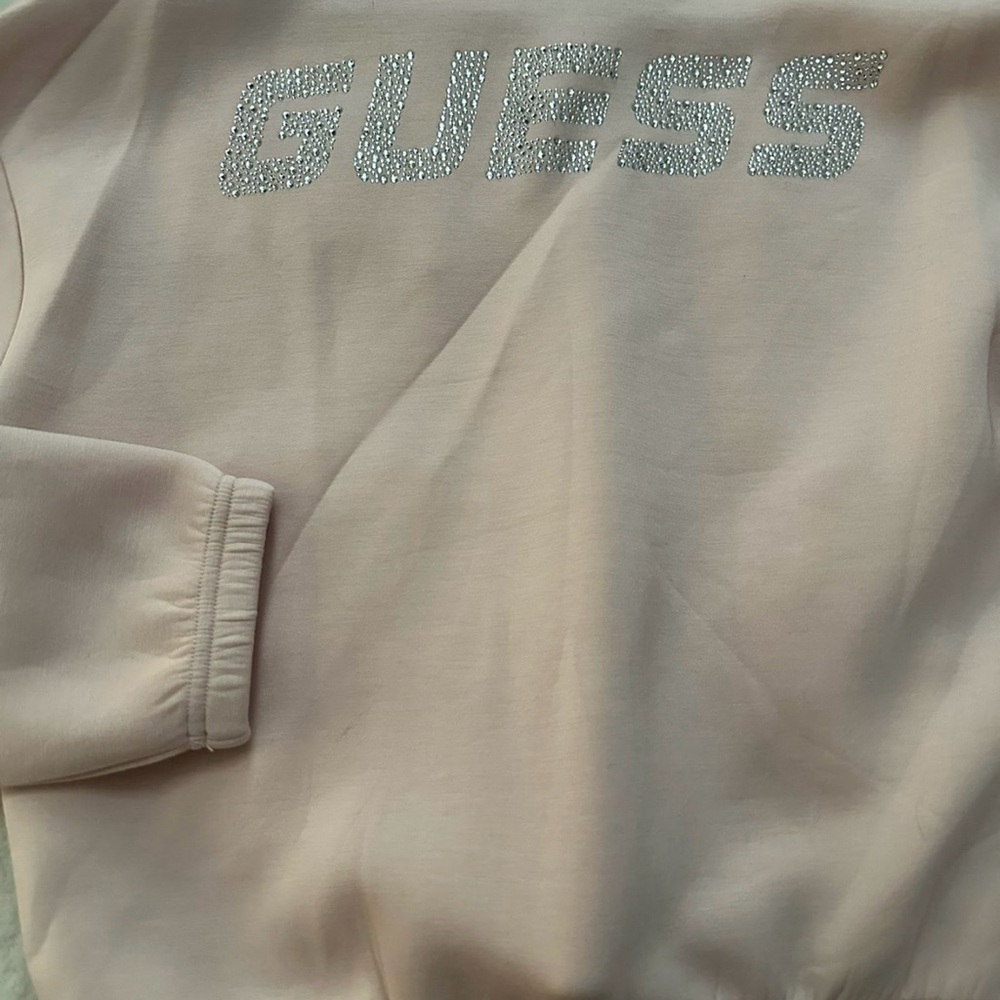 Guess Pink Crew Neck Sweater with Embellished Detailing